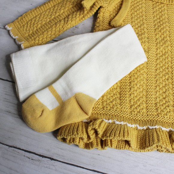 Rachel Zoe Baby Girl's Sweater Dress Bonnet Hat Tights Set Size 6-9 Mo - Picture 3 of 8